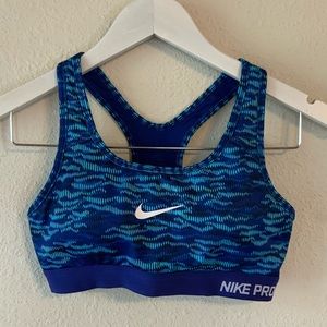 Nike pro dri-fit patterned blue sports bra sz S